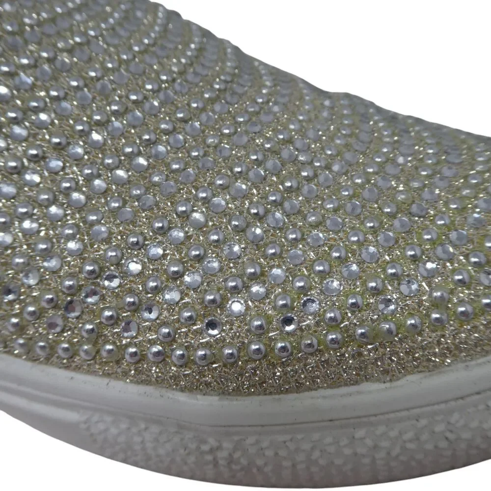 Hot Tomato Reactor Silver Rhinestone Bling Slip On Sneakers Loafers